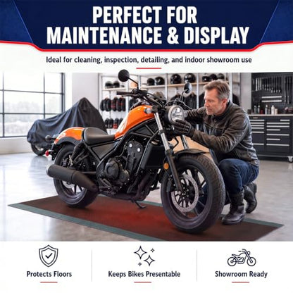 Motorcycle Mat Garage Floor Rug Washable Parking Mats for Garage Floors Non Slip Oil Absorbent Pad Rubber Backing Layer Protects Floor