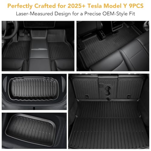 9PCS Tesla New Model Y Juniper Standard 2025 2026 Floor Mats (9 Count)