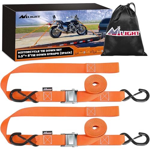 Motorcycle Tie Down Straps 1.5”×8’ for Securing Dirtbikes ATV UTV (2 Count)