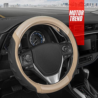 UltraSport Beige Carbon Fiber Steering Wheel Cover