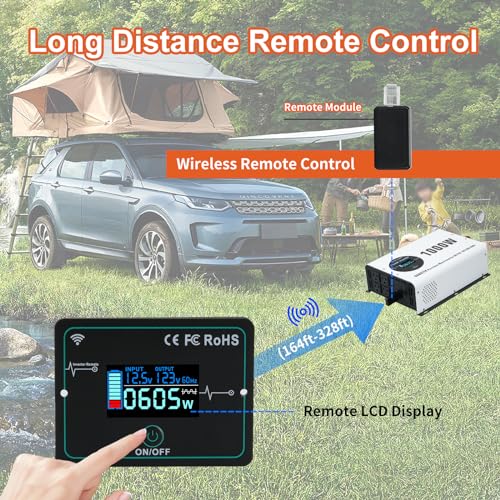 1000W Power Inverter Pure Sine Wave 12V DC to 120V AC