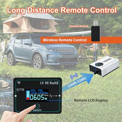 1000W Power Inverter Pure Sine Wave 12V DC to 120V AC