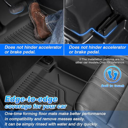 Floor Mats Fits for Ford Ranger 2019 2020 2021 2022 2023 Accessories All Weather Floor Mat for Ranger Super Crew Floor Liner Heavy Duty Black (3 Count)