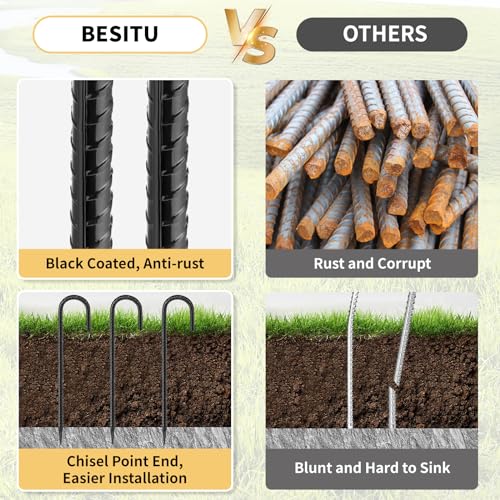 16 Inches 24 Pack J Hook Rebar Stakes Heavy Duty Tent Stakes with Chisel Point End (24 Count)