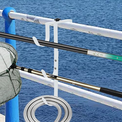 2Pcs White Pool Pole Hangers Adjustable Pool Fence Hooks for Pool Equipment
