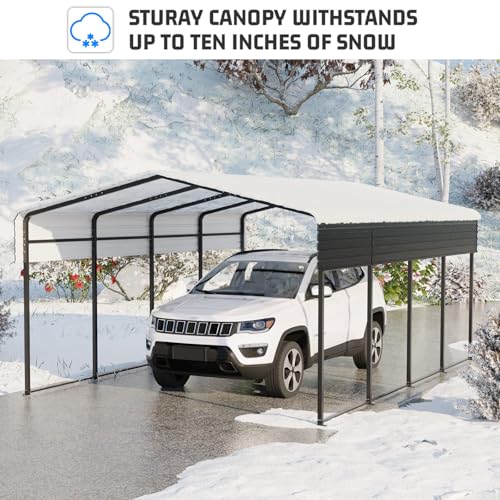 10 x 15 FT Metal Carport with Heavy Duty Galvanized Steel Roof & Durable Frame