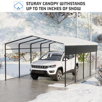 10 x 15 FT Metal Carport with Heavy Duty Galvanized Steel Roof & Durable Frame
