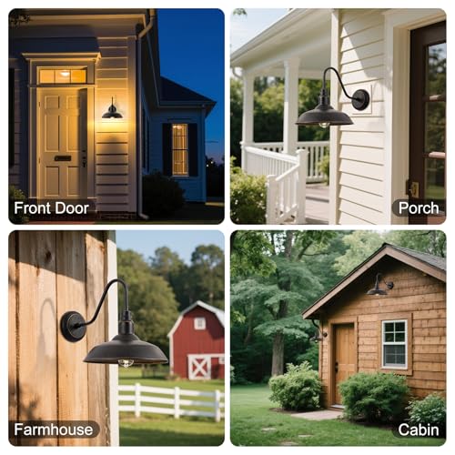 14in Outdoor Gooseneck Barn Light for Farmhouse