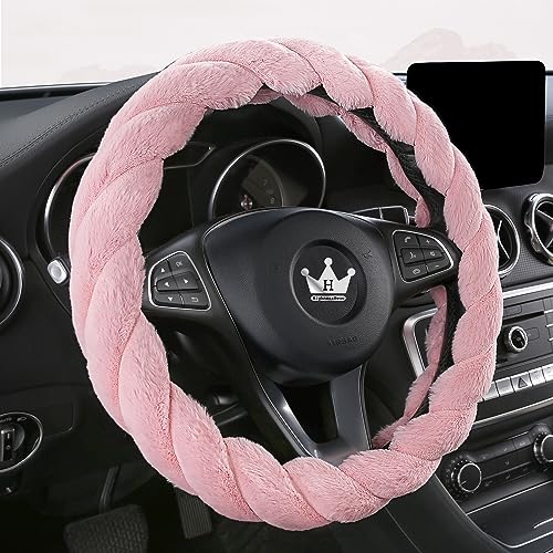 Luxury Fluffy Winter Car Steering Wheel Cover for Women Soft Warm Handle Cover for Jeep Truck Van F150 Universal Fuzzy Anti Slip