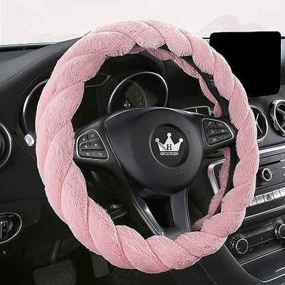 Luxury Fluffy Winter Car Steering Wheel Cover for Women Soft Warm Handle Cover for Jeep Truck Van F150 Universal Fuzzy Anti Slip