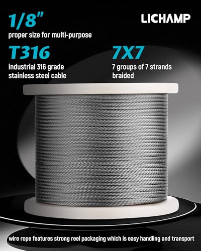 550FT 1 8" Stainless Steel Wire Rope Cable (550 Foot)
