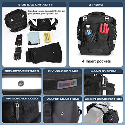 Waterproof Motorcycle Saddlebags Luggage Bags 20L Quick Release for Adventure & Sport Bikes