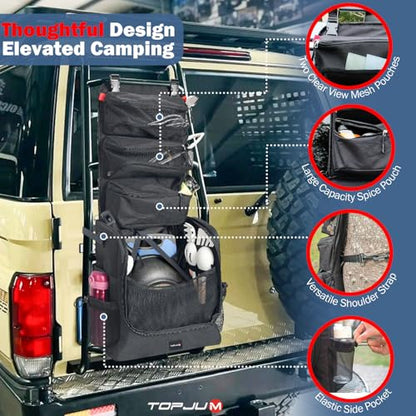 Camp Kitchen Organizer with Hanging Storage & Paper Towel Holder