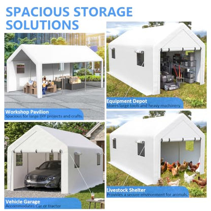 10x20 FT Enclosed Carport with Roll