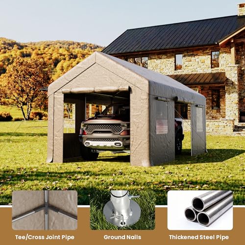 10'×20' Storage Shelter Outdoor Gable Roof Carport
