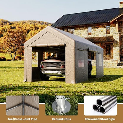 10'×20' Storage Shelter Outdoor Gable Roof Carport