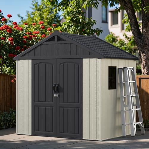8x6FT Plastic Outdoor Storage Shed with Floor