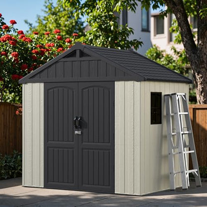 8x6FT Plastic Outdoor Storage Shed with Floor