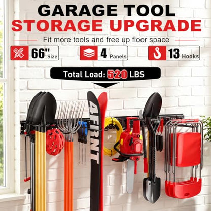 Garage Tool Organizer Wall Mount 66 inches with 13 Adjustable Heavy