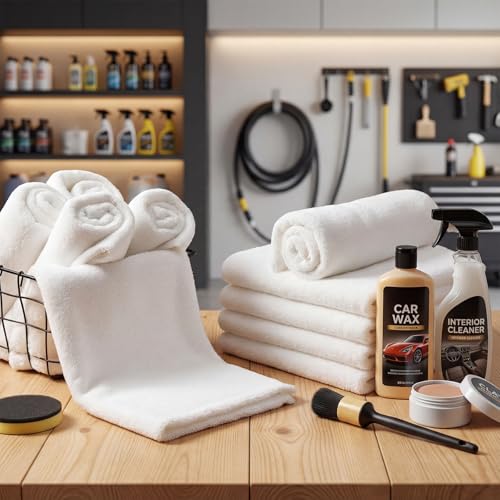 30 Pcs 16 x 16 Inch Edgeless Microfiber Plush Towels for Cars Detailing Drying Wash Polishing Absorbent Cleaning Cloths (30 Count)