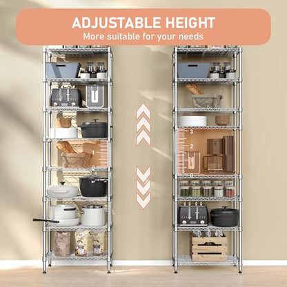 8 Tier 2000 lbs Storage Rack Metal Wire Shelving Unit (8 Count)