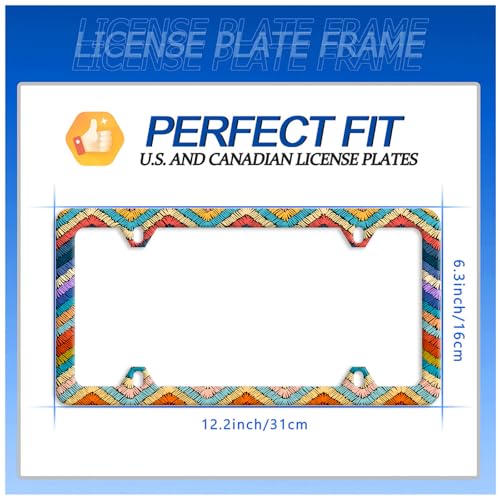 Boho License Plate Frame Stainless Steel Car Accessory 6.3x12.3 Inch
