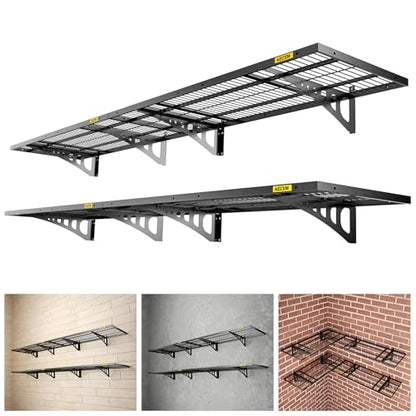 1.64x4ft 4Pack Wire Shelving Unit Heavy Duty Garage Storage Shelves Wall Mounted Black 1120lbs Load Capacity（20 (4 Count)