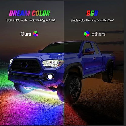 6PCS Dream Color LED Underglow Lights with APP & Remote Control