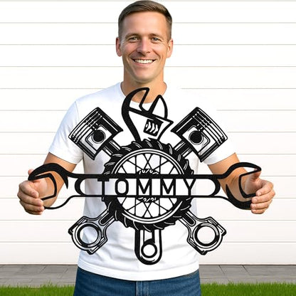 Custom Garage Workshop Metal Sign Personalized Tool Name Wall Art for Car Truck Mechanic Shop Decor Durable Steel Sign for Dad Husband Men’s Auto Workspace or Fence