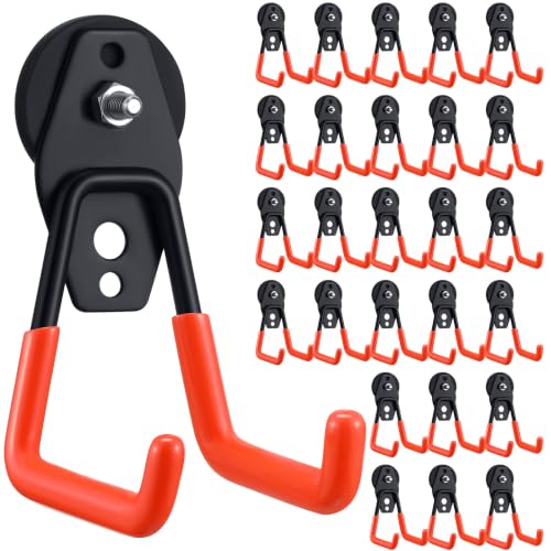 26 Pcs Large Magnetic Hooks Heavy Duty Garage Magnet Hooks Strong Storage Utility Magnetic Hangers with Anti Slip Rubber Coating for Indoor and Outdoor Hanging (26 Count)