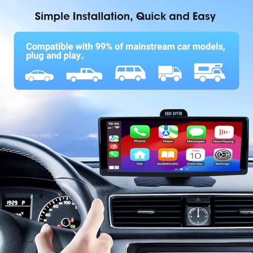 10.26" Portable Wireless Apple CarPlay Screen for Car
