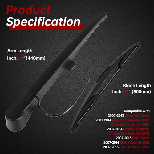 Rear Wiper Arm Blade Replacement for Chevy Suburban Tahoe Yukon 2007