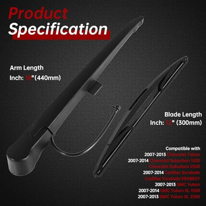 Rear Wiper Arm Blade Replacement for Chevy Suburban Tahoe Yukon 2007