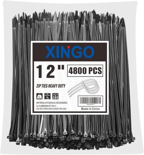 12 Inch Black Zip Ties 4800 PCS (4800 Count)