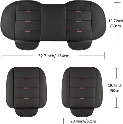 West Llama Bottom Seat Covers, Include 1 Pair Front Seat Protector and 1 Rear Seat Cover, Universal PU Leather Seat Covers for 90% Cars (Black)