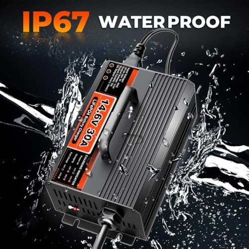 14.6V 30A LiFePO4 Battery Charger 12V LiFePO4 Lithium Battery Charger 30 Amp Fast Charging with Anderson Connector AC
