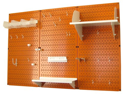 Pegboard Organizer 4 ft. Metal Pegboard Standard Tool Storage Kit with Orange Toolboard and White Accessories