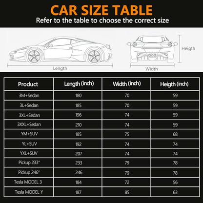 Car Cover Waterproof All Weather for 192"