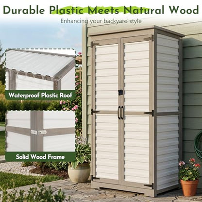 Tall Outdoor Storage Cabinet with Adjustable Shelves
