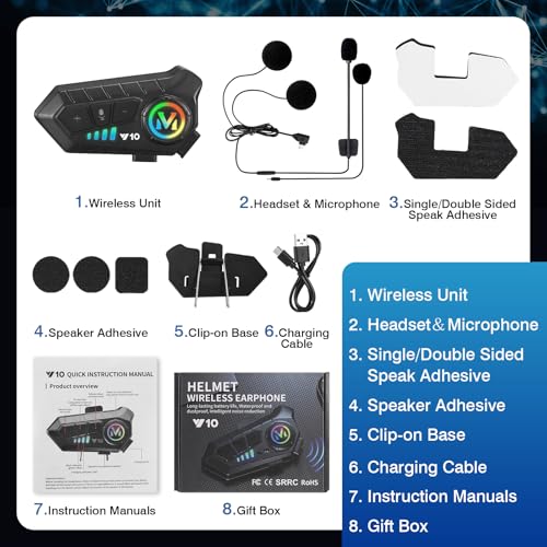 Motorcycle Helmet Speakers High Battery Life Helmet Headset (2 Count)