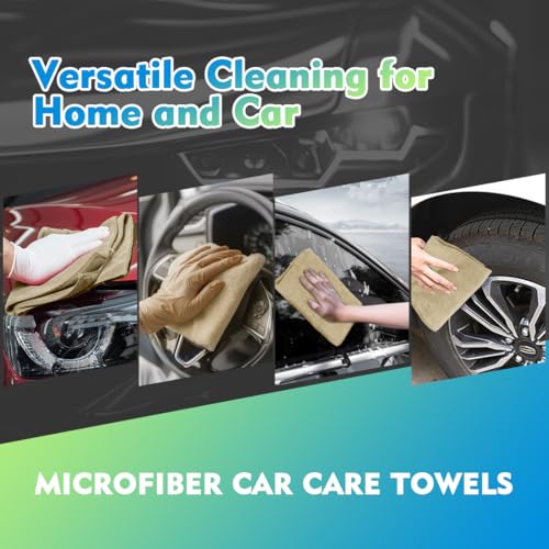 Brown Microfiber Cleaning Cloth 6 Pack 12.5 x 12.5 inch Microfiber Towels for Cars Ultra Absorbent Car Washing Cloth Lint Free Streak Free Cleaning Rags for Car (6 Count)