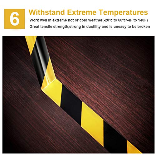 Waterproof Reflective Safety Tape Roll 2"X150' Yellow Black Striped Floor Marking Tape Hazard Caution Warning Tape Auto Truck Self (142 Foot)