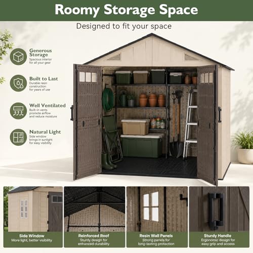 8x6 Ft Outdoor Storage Shed with Floor