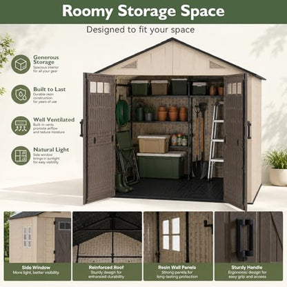 8x6 Ft Outdoor Storage Shed with Floor