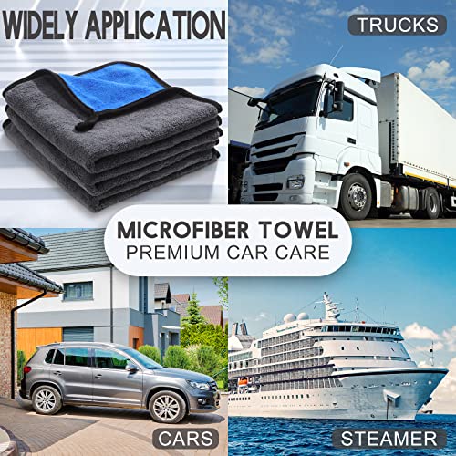 20 Pcs Microfiber Car Drying Towels Microfiber Cleaning Cloth 800 GSM Thick Plush Cleaning Dusting Cloth Auto Detailing Absorbent Towels Rags for Car Household Kitchen Window (20 Count)