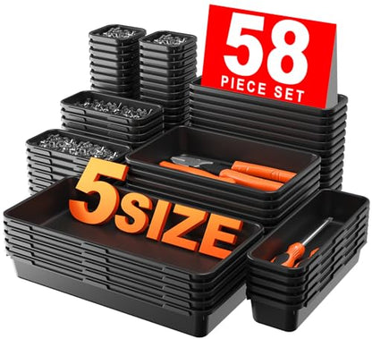 5 Size】 Tool Box Organizer Tray Divider Set (58 Count)