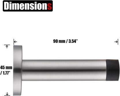 JQK Door Stopper, 304 Stainless Steel Thicken 1mm Sound Dampening Door Stop Bumper Wall Protetor 1 Pack, Brushed, DSB5-WN