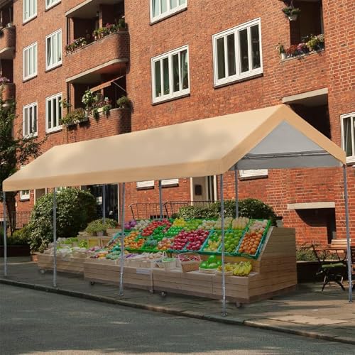 Carport Replacement Canopy Cover for Car Tent Top Garage Shelter Cover Tarp with Ball Bungees