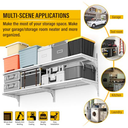 2 Pack 2 Tier 1.3x3ft Garage Shelving Wall Mounted (2 Count)