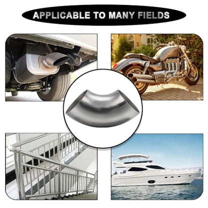 Cotonake OD 3.5 Inch 90 Degree SS304 Stainless Steel Bend Tube Exhaust Elbow Pipe for Car Modified Exhaust System 3.5" Piping Silver Tone